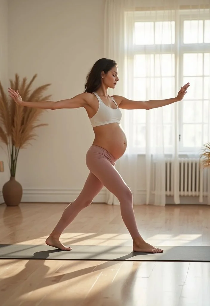Prenatal yoga warrior pose